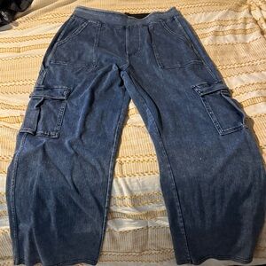 HALARA Women’s Dark Indigo Cargo Denim Pants